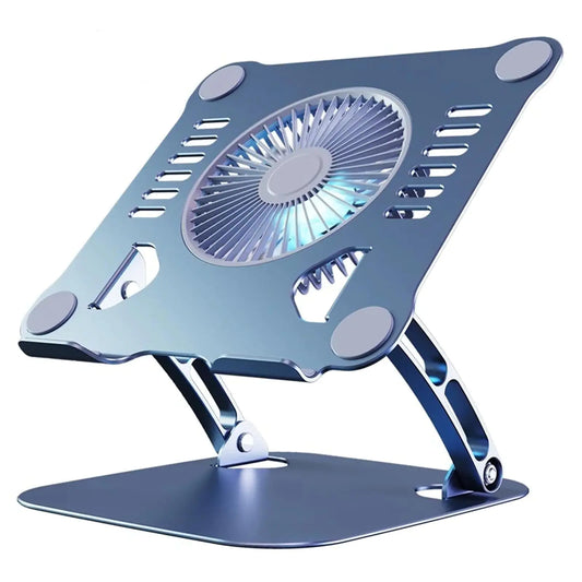 YOVDA Laptop Cooler Cooling Pad Stand - Slim Ergonimic Laptop Stand for Desk 3 Speed Cooling Fan Adjustable Height Laptop Cooling Stand for MacBook 11-15.6 Inch Blue & Gray